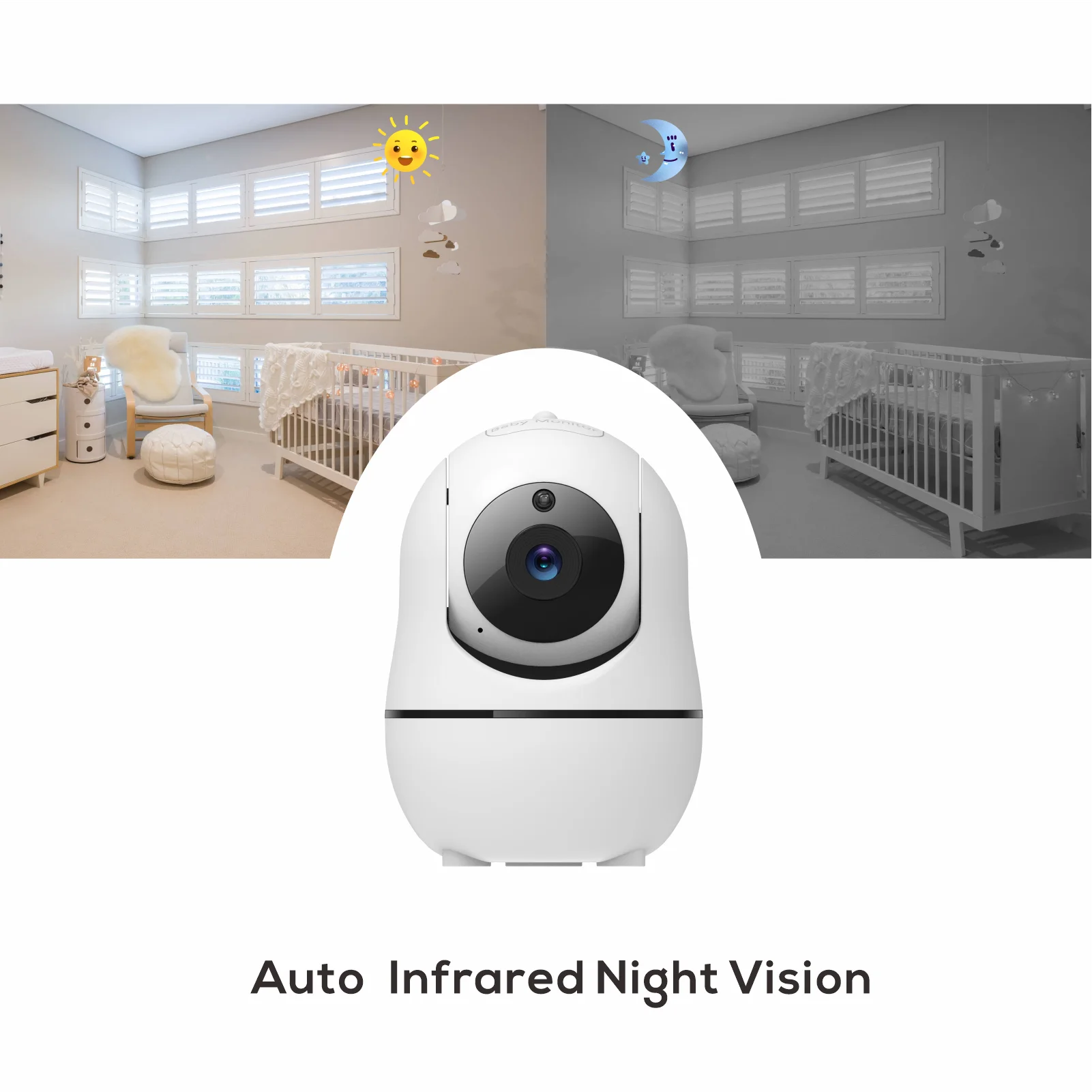 New 5 Inch Video Baby Monitor with Camera and Audio, 4X Zoom, 22Hrs Battery, 1000ft Range 2-Way  Temperature Sensor Lullaby