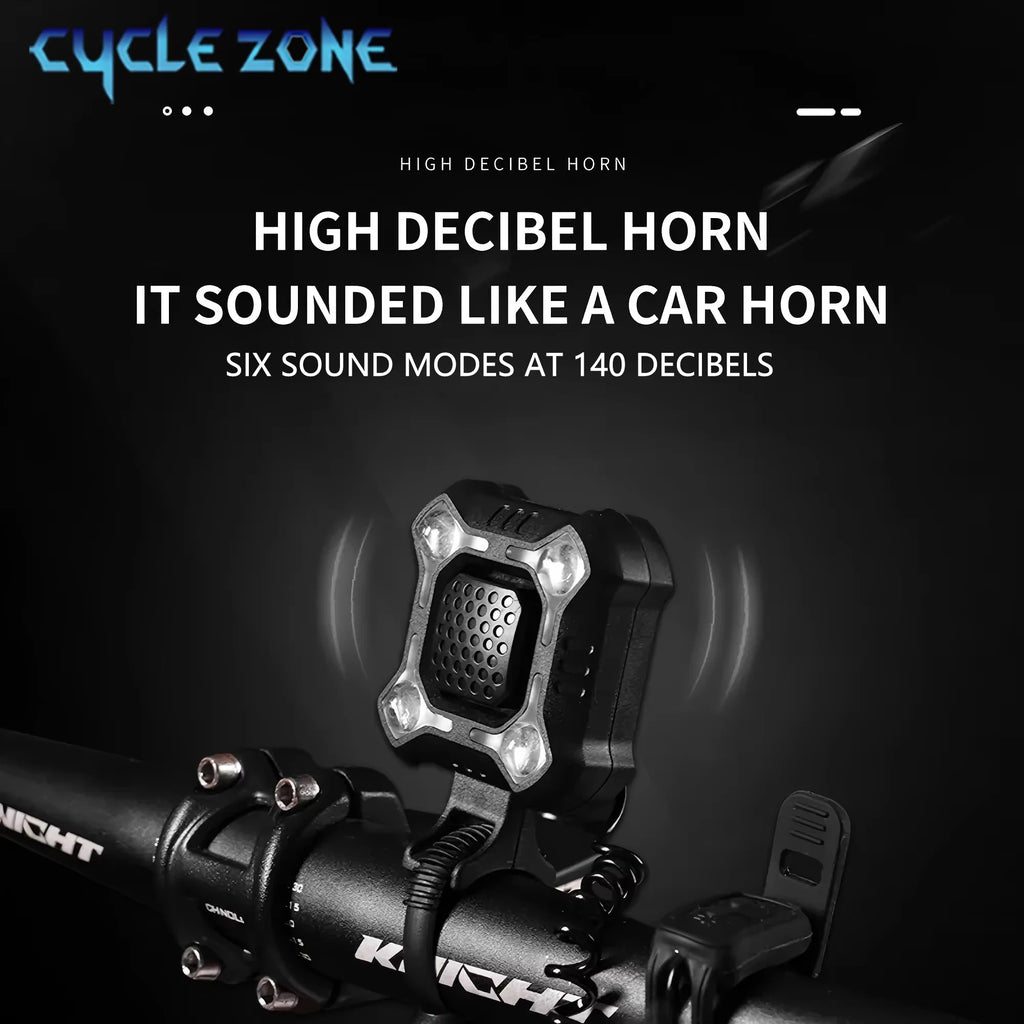 Bicycle Light Electronic Bell MTB Bike Horn TYPE-C Rechargeable Cycling Warning Lamp Cycling Headlight for Night Safety Riding