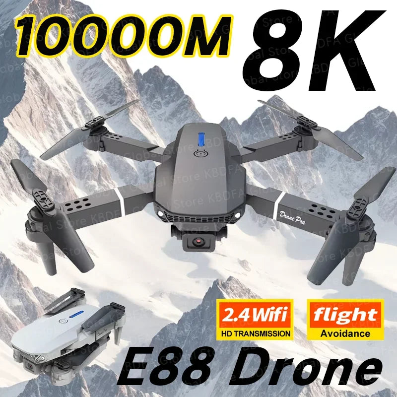 E88 Drone – 4K HD Wide-Angle Camera, Foldable RC Quadcopter