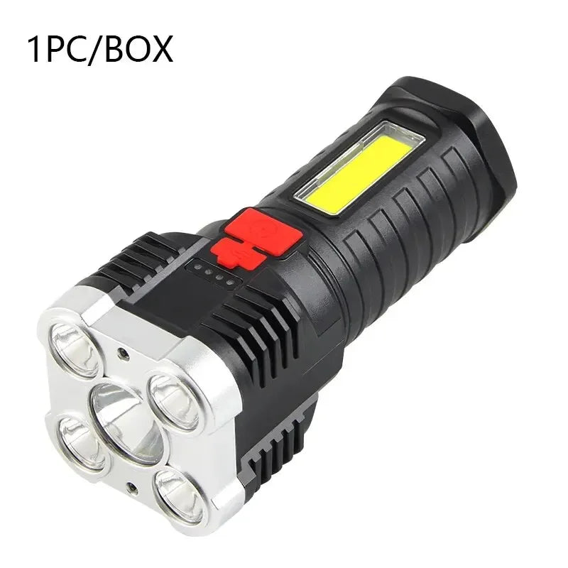 5LED Rechargeable Flashlight – Spotlight & Side Light, 3 Modes