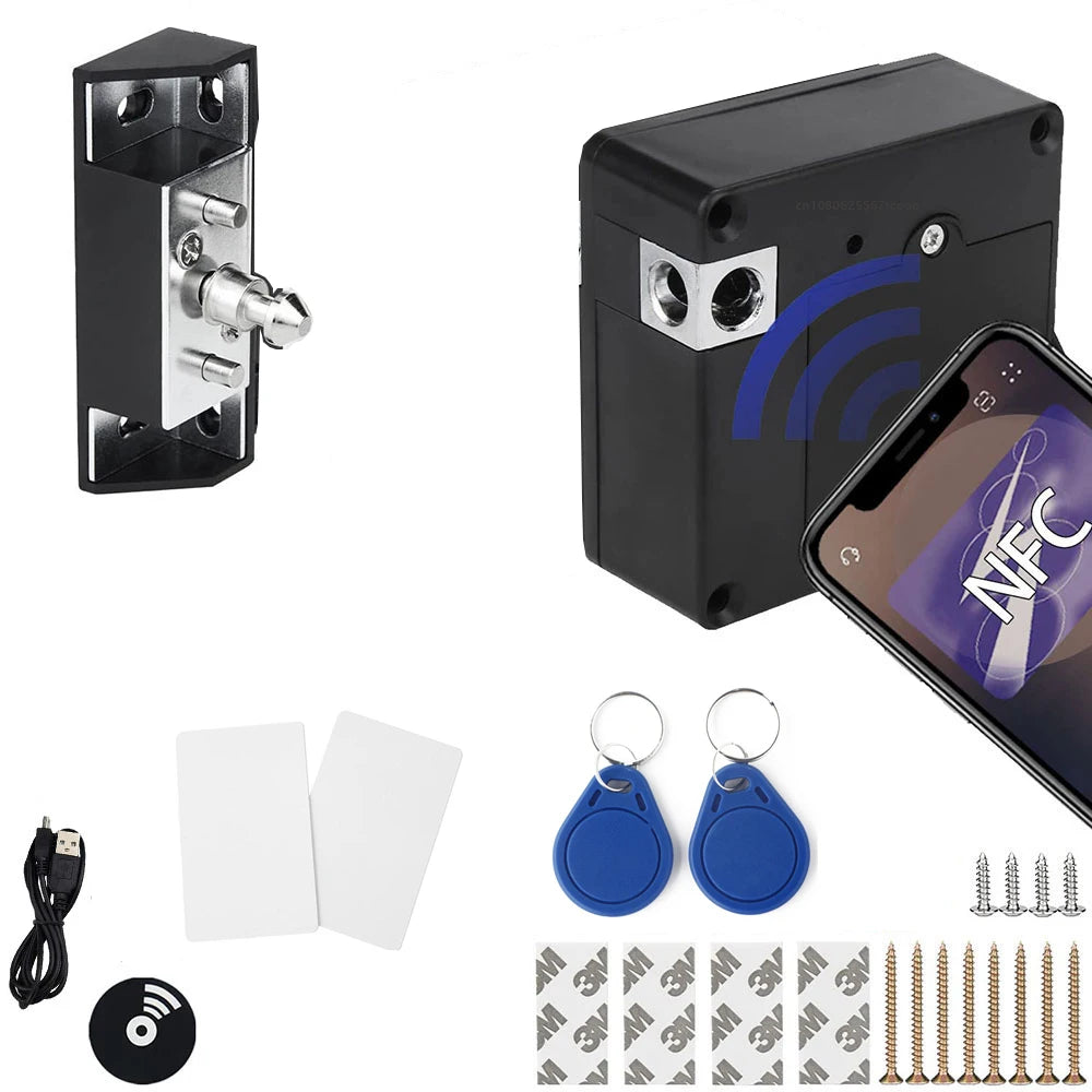 RFID Hidden Cabinet Lock RFID Cabinet Invisible Electronic Locks Unlock for Hidden Cabinet Wooden Chest Drawer Cupboard Toolbox