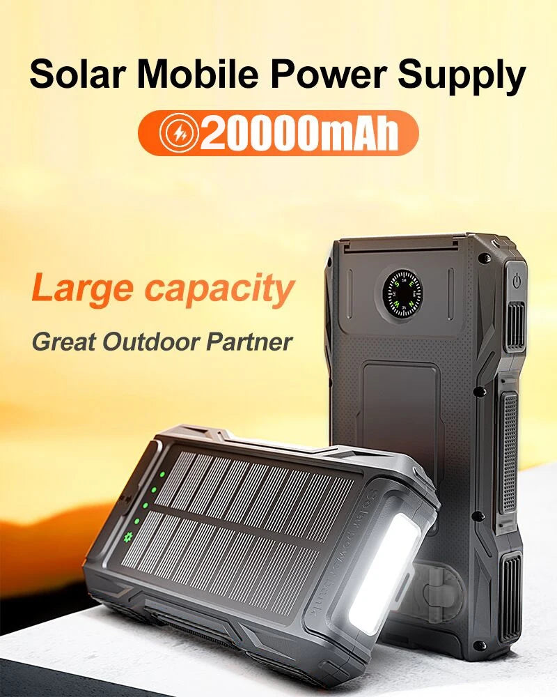 10000/20000/36800/38000 mAh Portable Charger Solar Portable Charger,  with Dual 5V USB Port Output,  with LED Flashlight