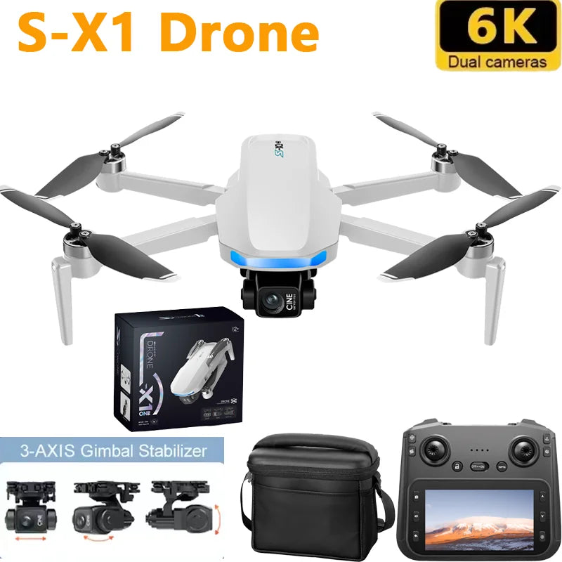 New S-X1 Drones with Screen 3-Axis Anti-shake Gimbal Brushless Motors Aerial RC Quadcopters 5G GPS 8K HD EIS Cameras Quadcopters
