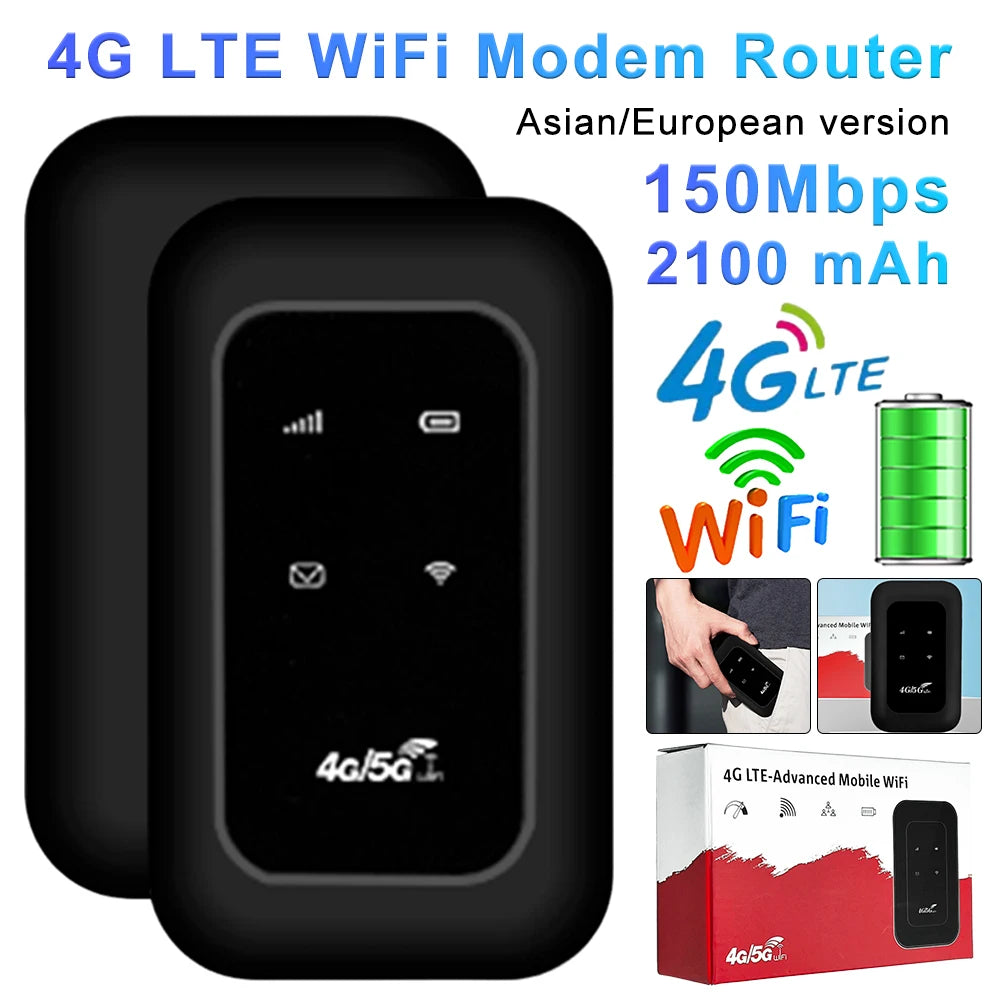 4G LTE Mobile WIFI Router Portable WiFi Router 150Mbps Mini Wireless Routers Pocket MiFi Modem Wifi Hotspot with SIM Card Slot