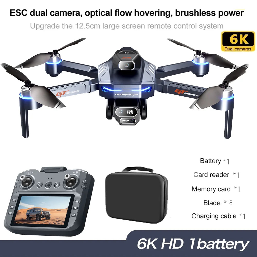 Professional Drone GT8 8K Wide-Angle HD 1080P Camera WiFi FPV Height Hold Foldable RC Drone Quadrotor Helicopter Children's Toys