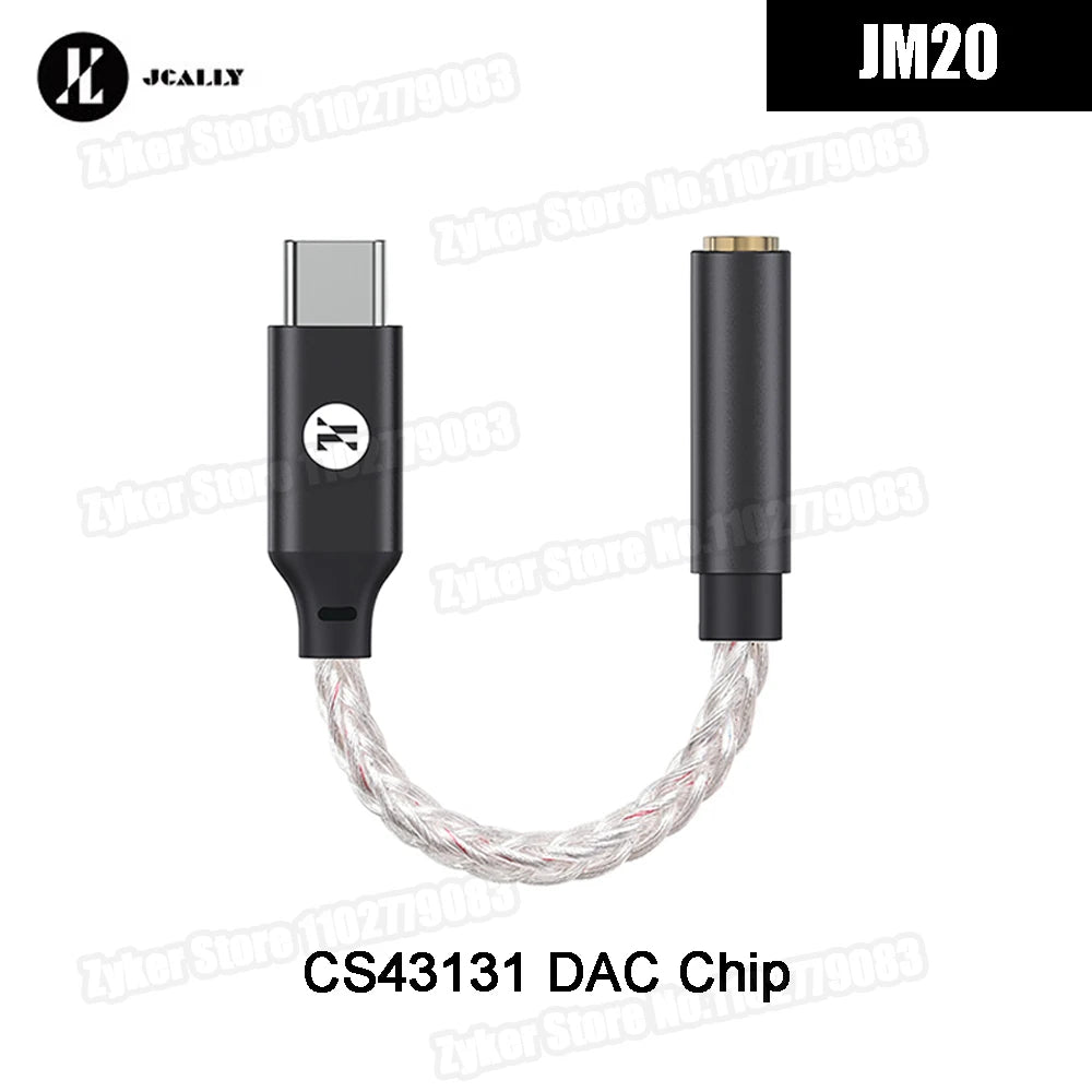 JCALLY JM20 Max CS43131 Type C to 3.5mm HiFi DAC JM20 Digital Audio Decoding USB C Earphone AMP Adapter for Android iPhone 15 16