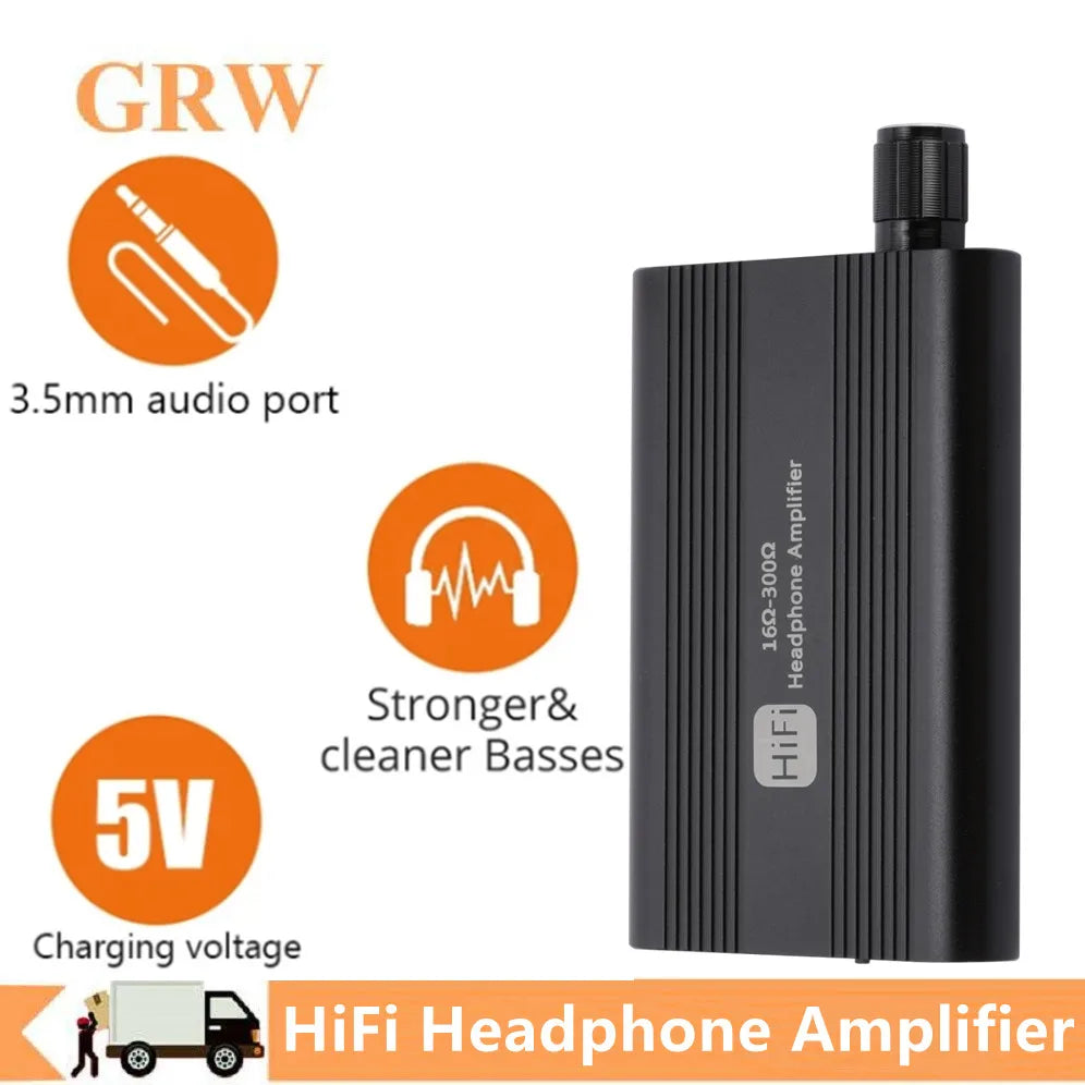 16-300Ω HiFi Headphone Earphone Amplifier 3.5mm Jack Aux Portable Adjustable Class A Audio Amp for Mobile Phone Music Player