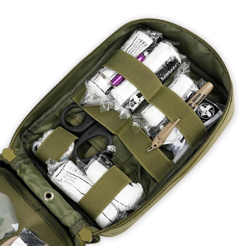 RHINO RESCUE Home & Outdoor First Aid Kit | Burn Gel, Tourniquet, Trauma Bandage, Thermal Blanket | Family Emergency