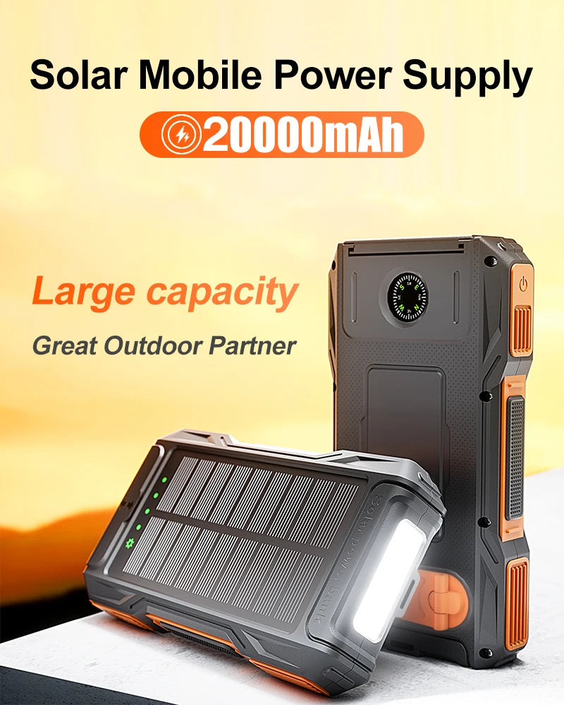 10000/20000/36800/38000 mAh Portable Charger Solar Portable Charger,  with Dual 5V USB Port Output,  with LED Flashlight