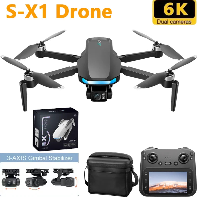 New S-X1 Drones with Screen 3-Axis Anti-shake Gimbal Brushless Motors Aerial RC Quadcopters 5G GPS 8K HD EIS Cameras Quadcopters