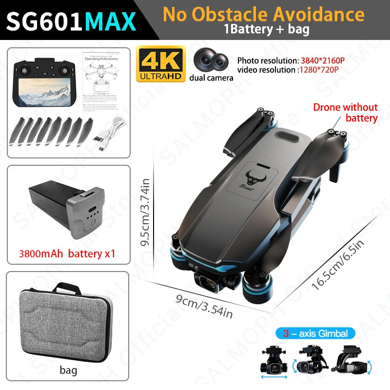 SG601 MAX GPS Professional Drone With 4K Camera 3 Axis Gimbal 5G WIFI 6KM Touch Remote Obstacle Avoidance FPV Brushless RC Dron