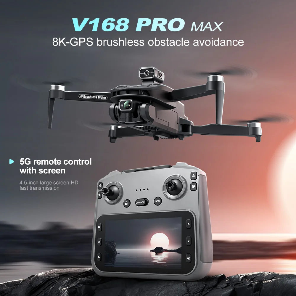 V168 Max Drone – 8K Dual Camera, 5G GPS, Brushless Foldable 2025 Model