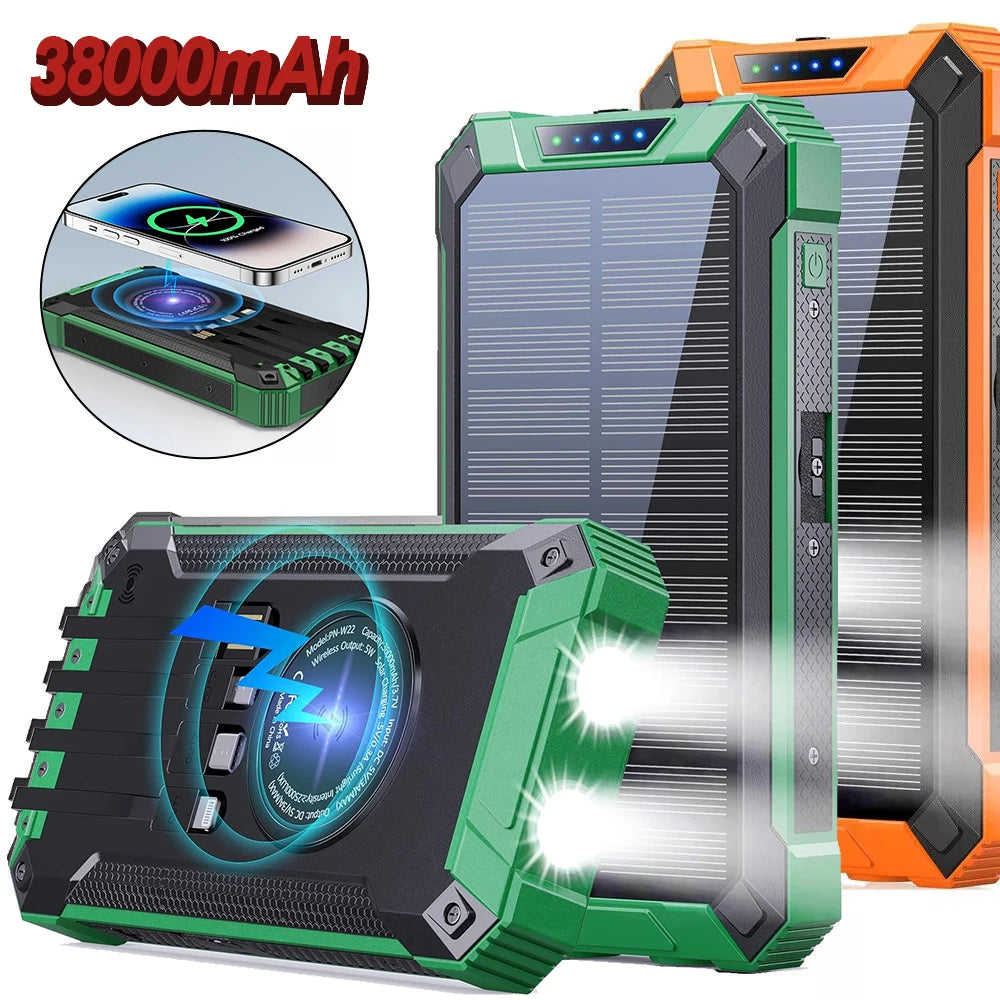 10000/20000/36800/38000 mAh Portable Charger Solar Portable Charger,  with Dual 5V USB Port Output,  with LED Flashlight