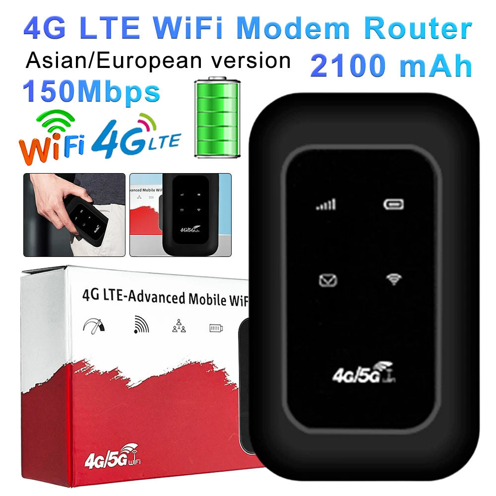 4G LTE Mobile WIFI Router Portable WiFi Router 150Mbps Mini Wireless Routers Pocket MiFi Modem Wifi Hotspot with SIM Card Slot