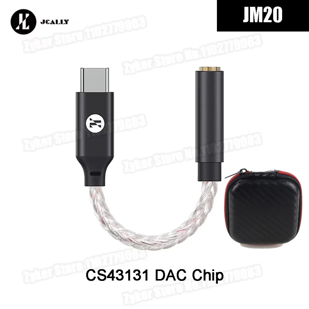 JCALLY JM20 Max CS43131 Type C to 3.5mm HiFi DAC JM20 Digital Audio Decoding USB C Earphone AMP Adapter for Android iPhone 15 16