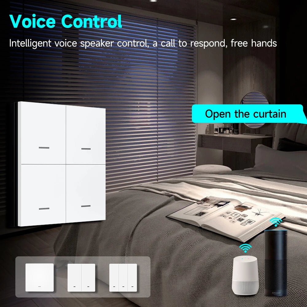 Tuya ZigBee 3.0 Smart Scene Switch Wireless Free Sticker Wall Scene Switch Push Button Battery Powered Transmitter Alexa