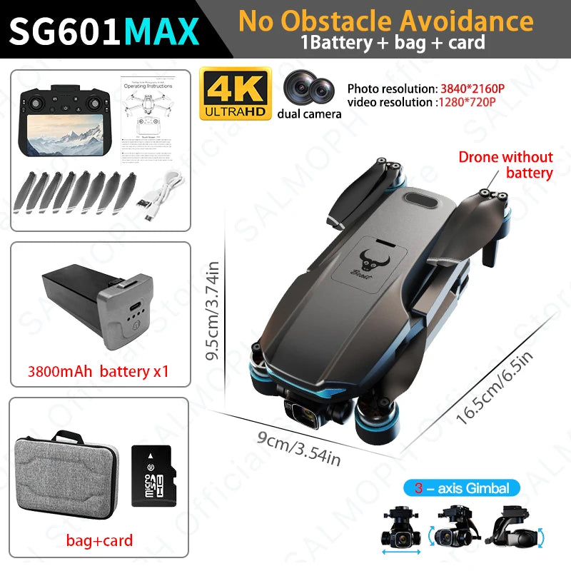 SG601 MAX GPS Professional Drone With 4K Camera 3 Axis Gimbal 5G WIFI 6KM Touch Remote Obstacle Avoidance FPV Brushless RC Dron