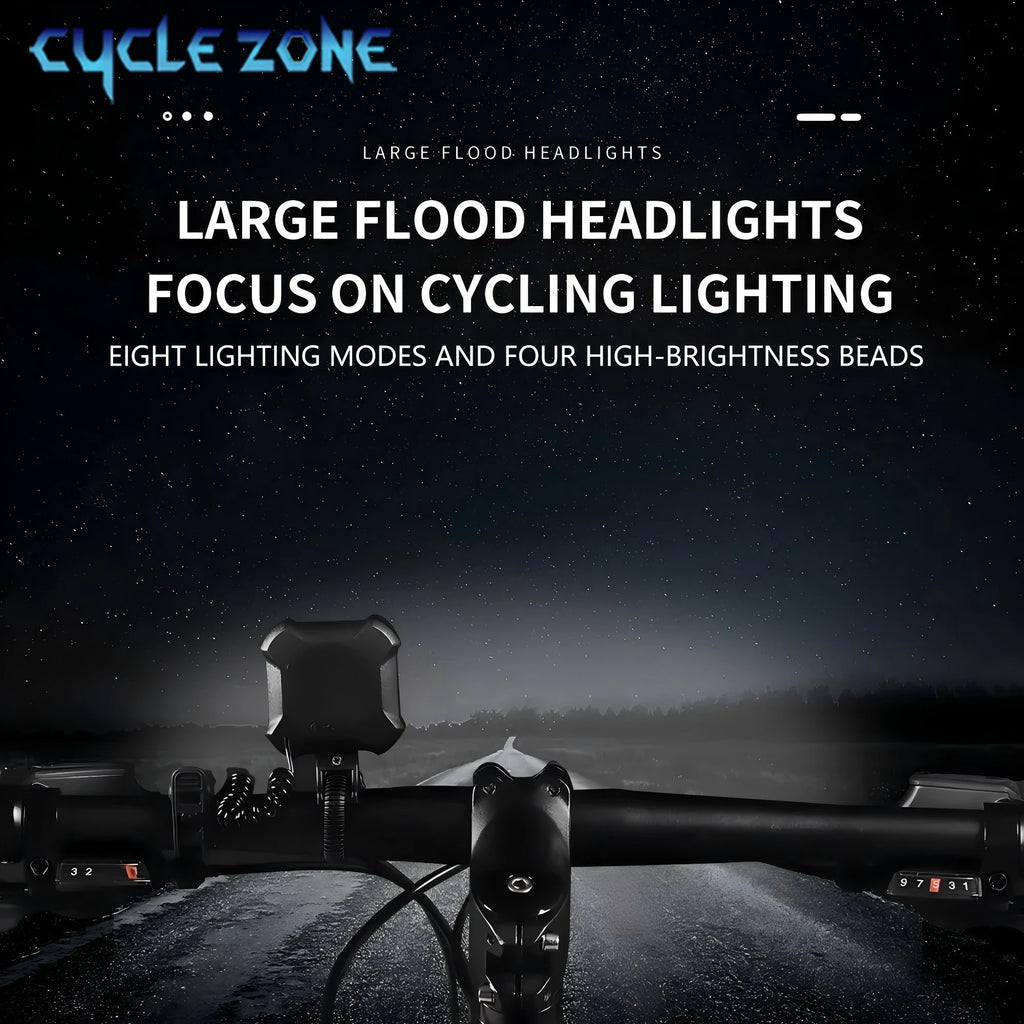 Bicycle Light Electronic Bell MTB Bike Horn TYPE-C Rechargeable Cycling Warning Lamp Cycling Headlight for Night Safety Riding
