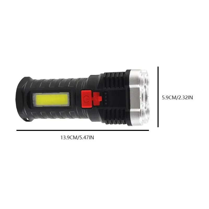 5LED Rechargeable Flashlight – Spotlight & Side Light, 3 Modes