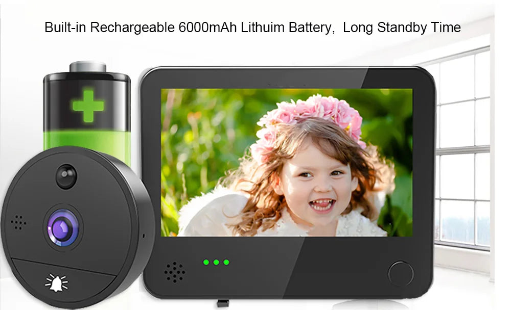 4.3Inch 2MP 1080P S82 Tuya APP Wireless WIFI Doorbell IR Night Vision Motion Detection Video Door Phone Visual Door Viewer