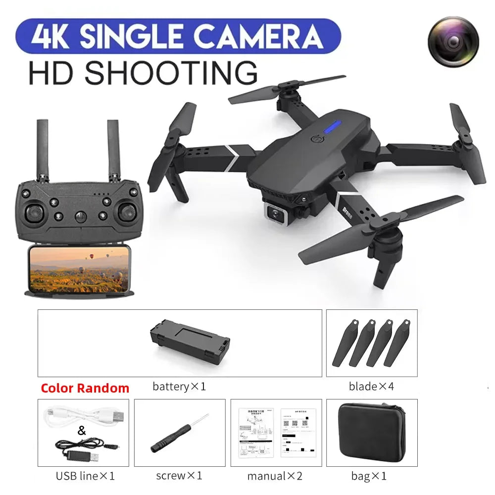 E88 Pro Drone 2025 – 4K Dual Camera, WiFi FPV, Foldable Quadcopter