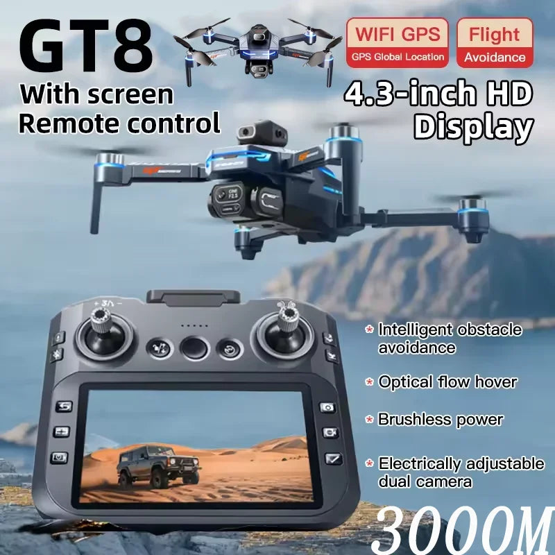 Professional Drone GT8 8K Wide-Angle HD 1080P Camera WiFi FPV Height Hold Foldable RC Drone Quadrotor Helicopter Children's Toys