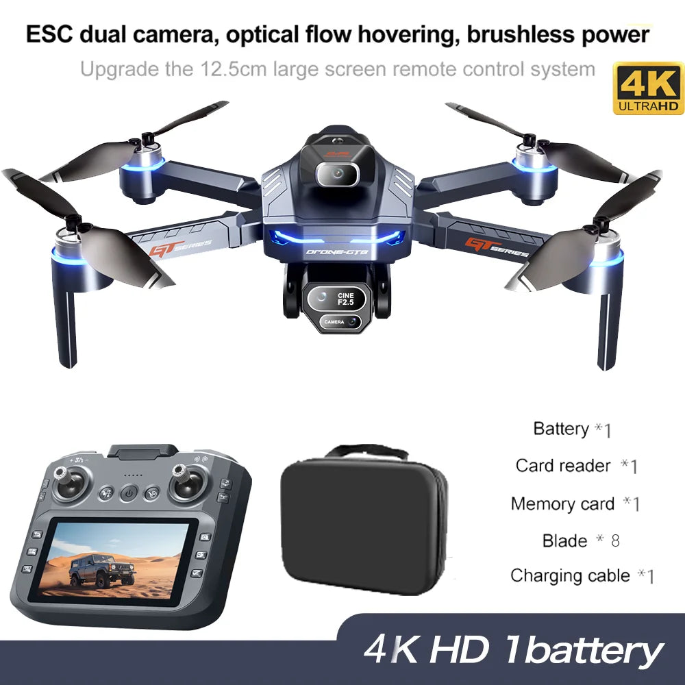 Professional Drone GT8 8K Wide-Angle HD 1080P Camera WiFi FPV Height Hold Foldable RC Drone Quadrotor Helicopter Children's Toys
