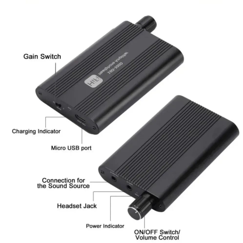 16-300Ω HiFi Headphone Earphone Amplifier 3.5mm Jack Aux Portable Adjustable Class A Audio Amp for Mobile Phone Music Player