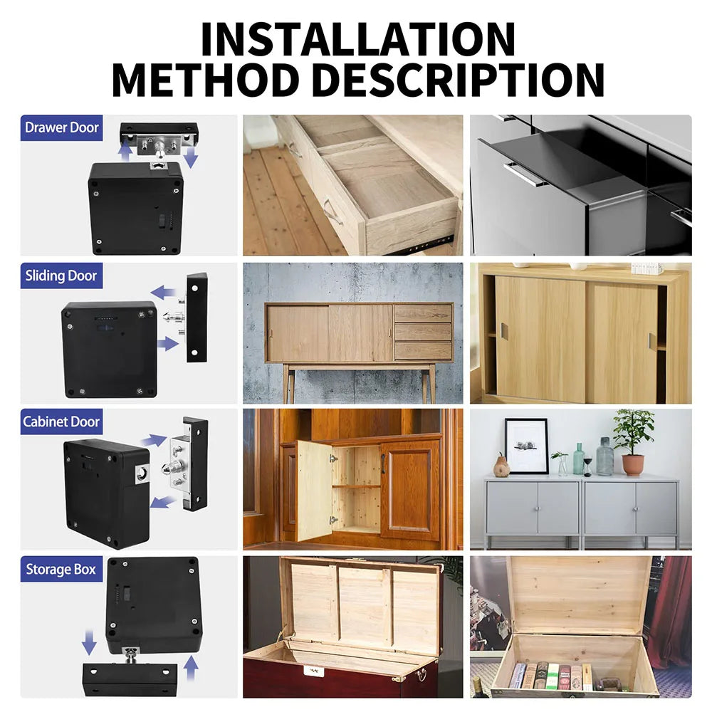 RFID Hidden Cabinet Lock RFID Cabinet Invisible Electronic Locks Unlock for Hidden Cabinet Wooden Chest Drawer Cupboard Toolbox