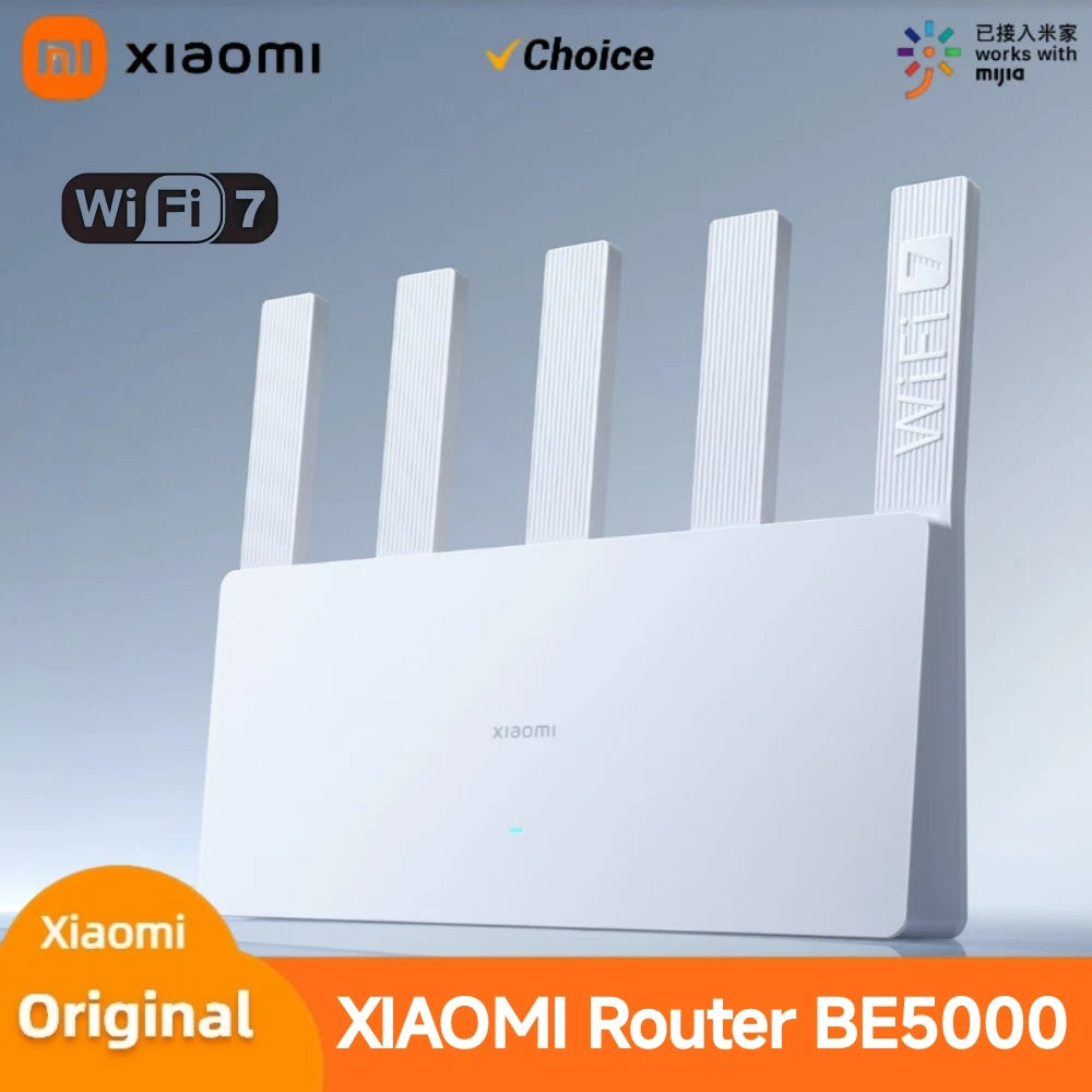 Xiaomi BE5000 Router Wi-Fi 7 Dual-Frequency Mesh Network 2.4/5GHz with 2.5G High-Speed Port IPTV OFDMA Signal Amplifier for Home