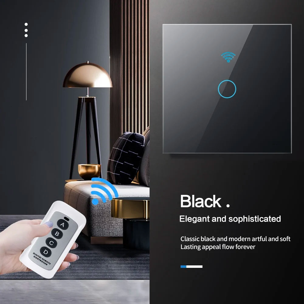 BONDA Smart Switch Wifi RF433 No Neutral EU Standard Tuya Control Works with Alexa Google Home WiFi Smart Home Touch Switches 86