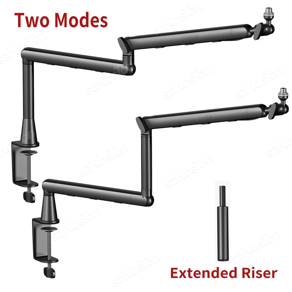Professional Studio Low Profile Mic Arm with Extended Riser Cable Management Adjustable Microphone Stand for SM7B MV7 AM8 K688