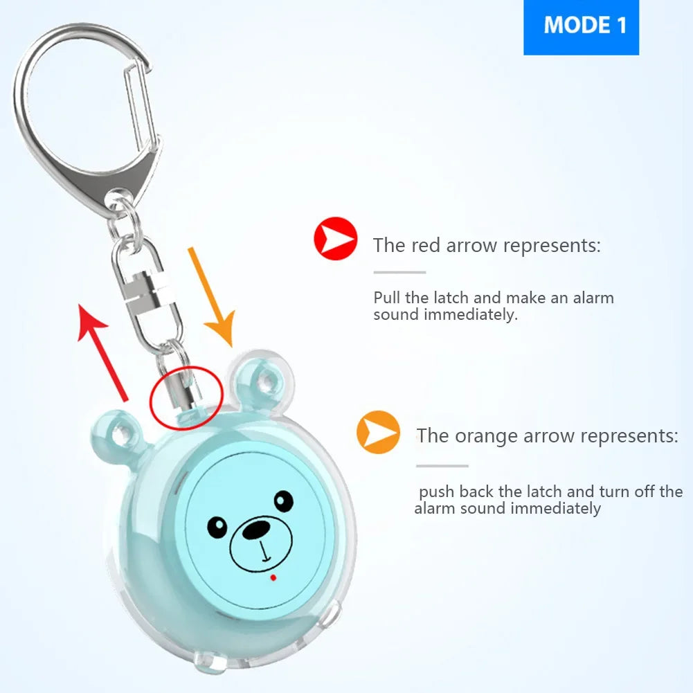 Mini Female Self Defense Alarm Type-C Rechargeable Wolf-proof Safety Siren Alarm Portable Keychain for the Elderly and Children