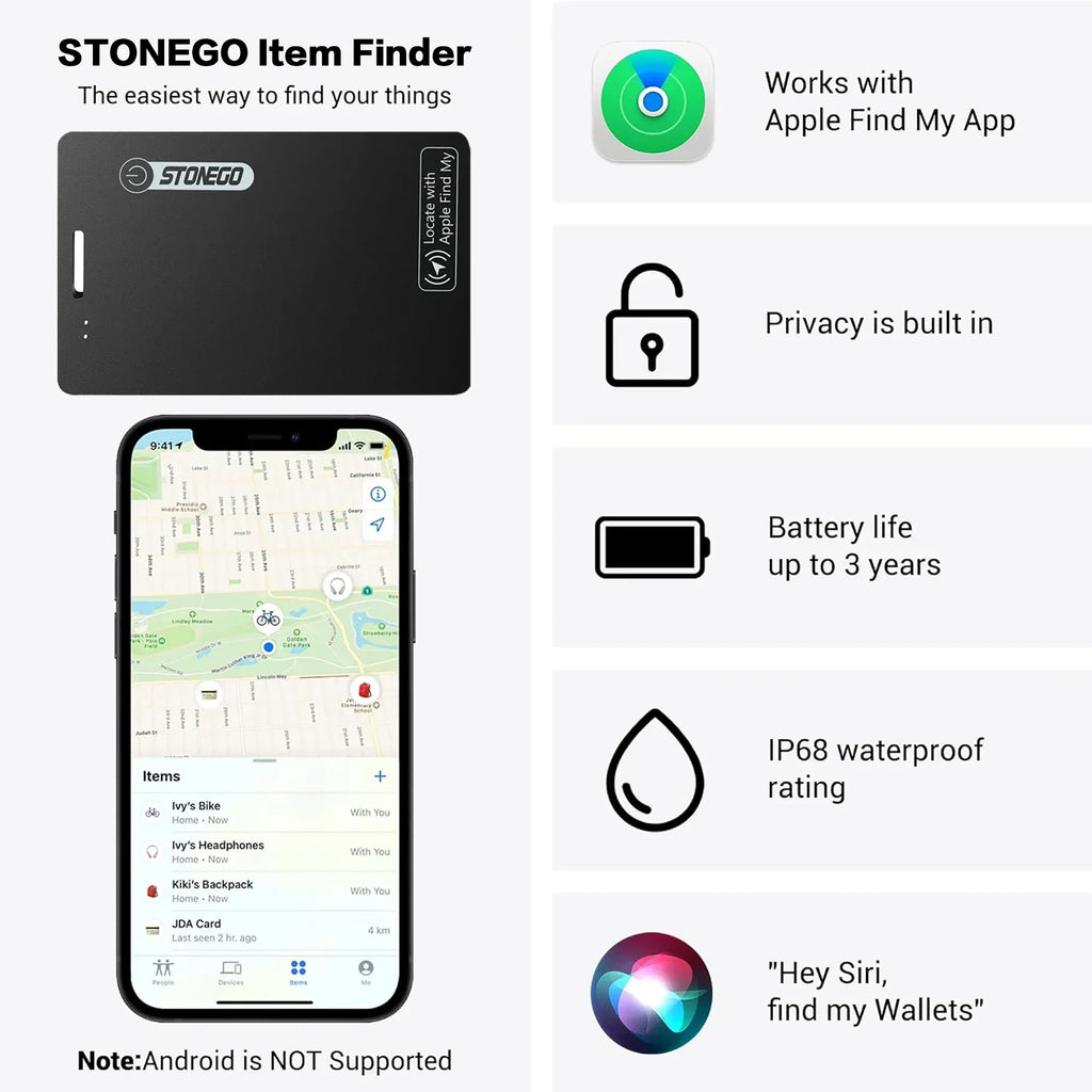 Wallet Anti-Loss Tracker – iPhone & Bluetooth Compatible, IP68