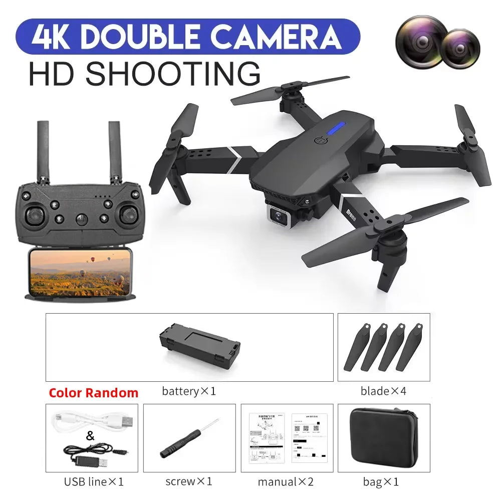 E88 Pro Drone 2025 – 4K Dual Camera, WiFi FPV, Foldable Quadcopter